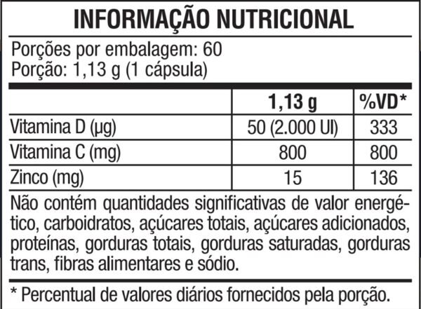 VITAMINA D3 + C + Zinco C/ 60CAPS - VITAFOR - Image 3
