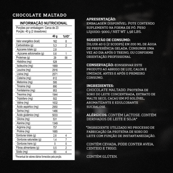 DARK WHEY CONCENTRADO C/ 900GR - DARKNESS - Image 2
