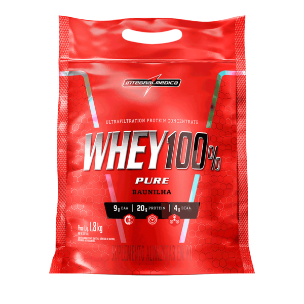 WHEY 100% PURE C/ 1.8KG REFIL - INTEGRALMEDICA